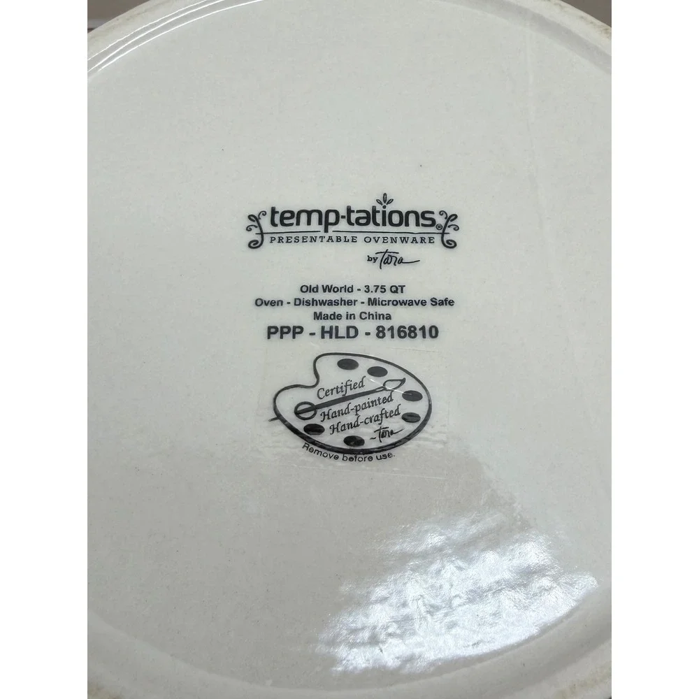 Temp-tations Old World Mixing Bowls Set of 5 Cream Black Floral Ceramic Nesting
